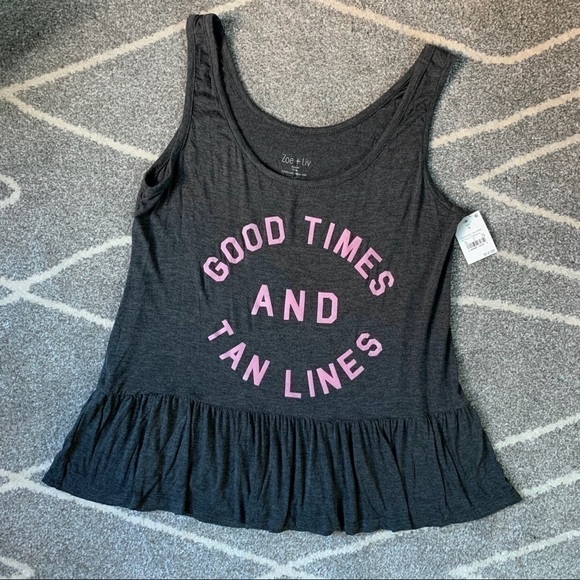 Zoe + Liv NWT Grey Good Times and Tan Line Tank - Picture 1 of 4